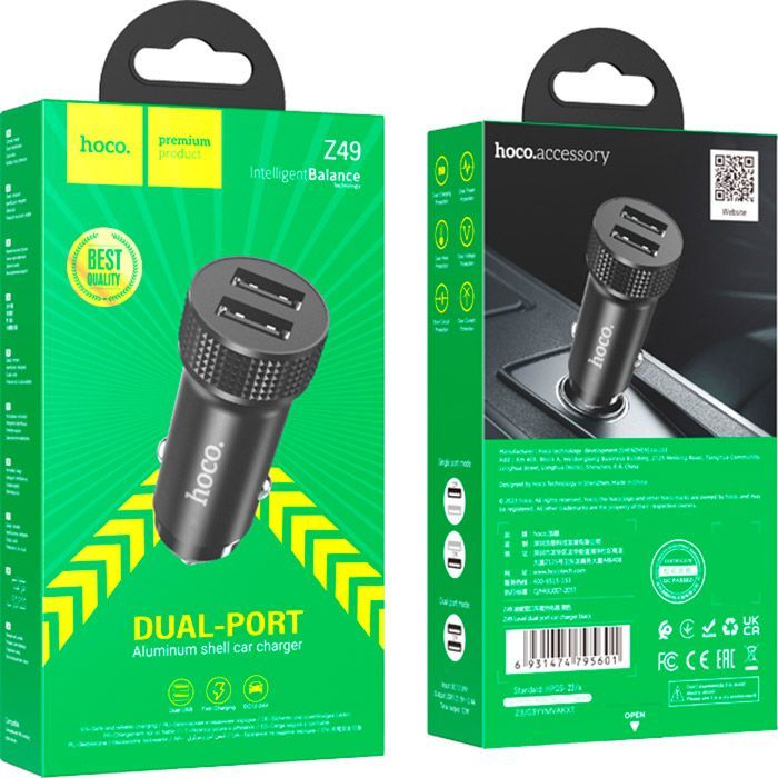 Зарядний пристрій HOCO Z49 Level 2xUSB Black (6931474795601) зображення 4