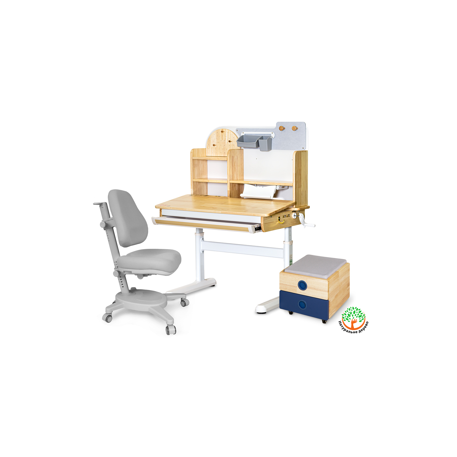 Парта с креслом Mealux Timberdesk S (парта+кресло+тумба) (BD-685 S+ box BD 920-2 BL+Y-110 DBG)