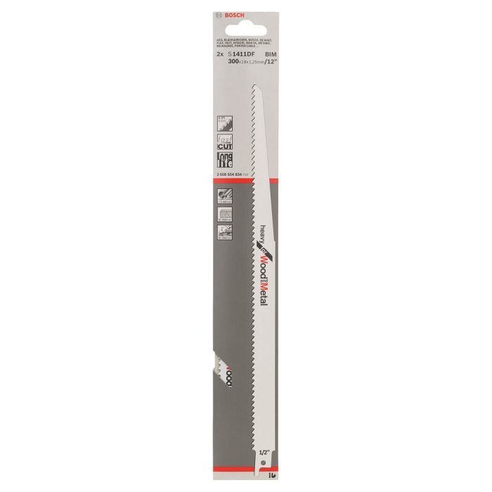 Полотно Bosch по дереву та металу, S 1411 DF, 6TPI, 2шт (2.608.654.834)