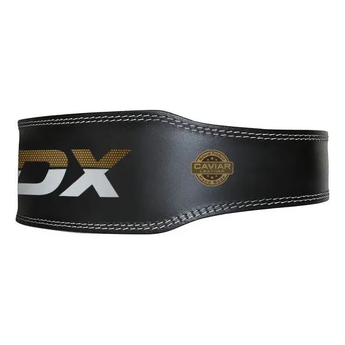 Атлетичний пояс RDX 4 шкіряний Black Gold XL (WBS-4RB-XL) зображення 3