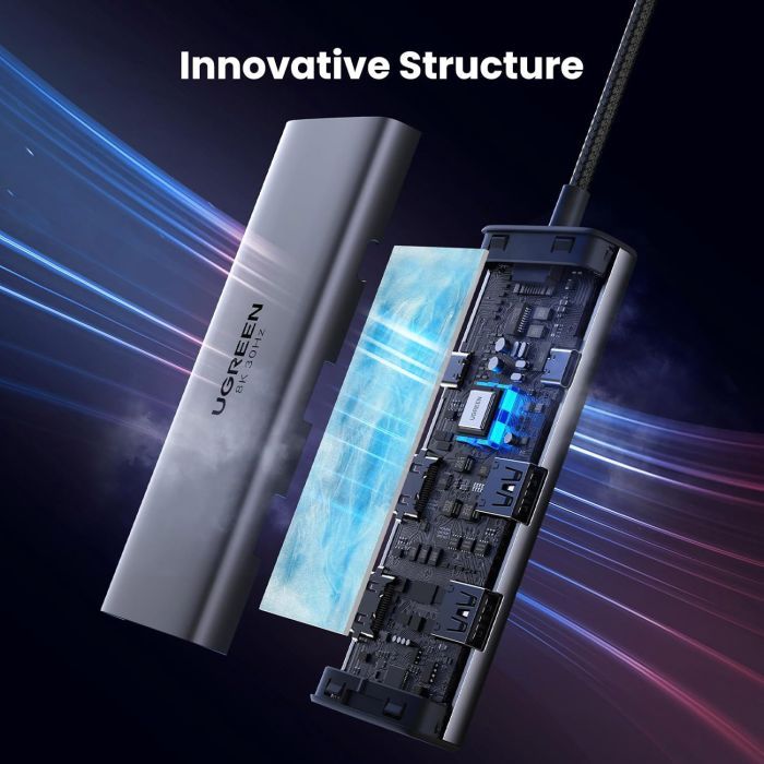 Концентратор Ugreen USB3.1 Type-C to HDMIx2 4K60Hz (8k30Hz)/USB3.0x2/Type-C/PD 100W CM498 (15852) зображення 8