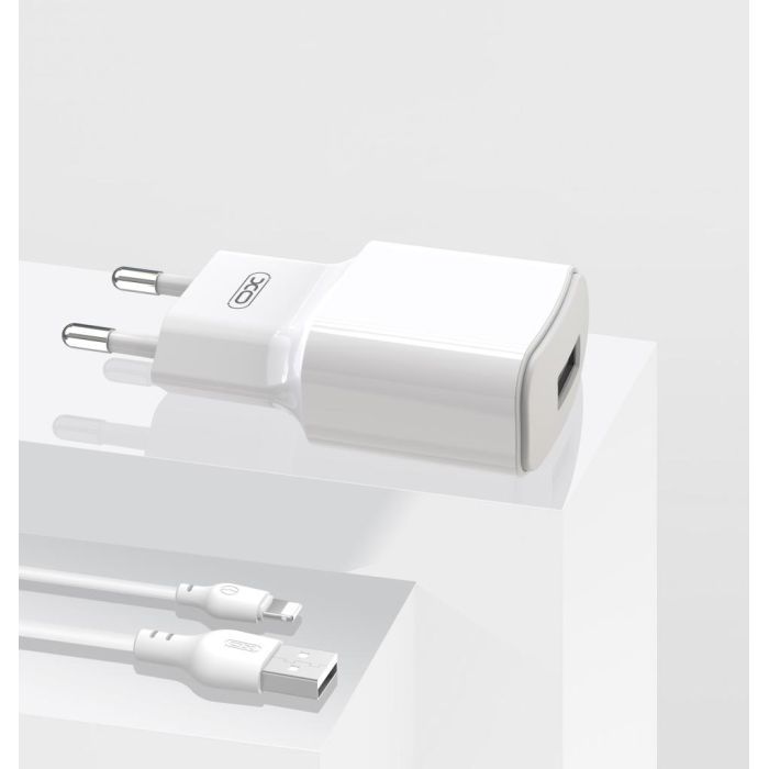 Зарядний пристрій XO L73 2.4A/1USB + cable lightning White (XO-L73i-WH) зображення 2