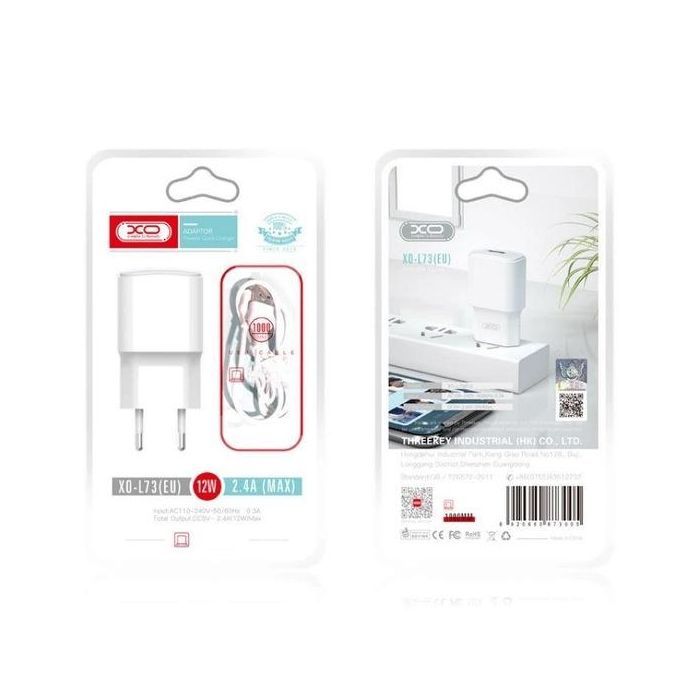 Зарядний пристрій XO L73 2.4A/1USB + cable lightning White (XO-L73i-WH) зображення 7