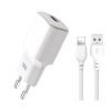 Зарядний пристрій XO L73 2.4A/1USB + cable lightning White (XO-L73i-WH)