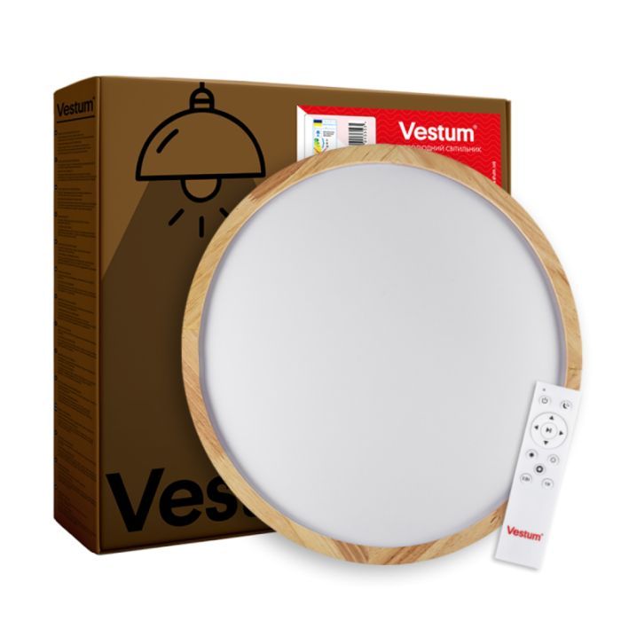 Светильник Vestum WOOD матовий 60W 375*60мм 3000К-6500К з ДК акація (VS-91047)