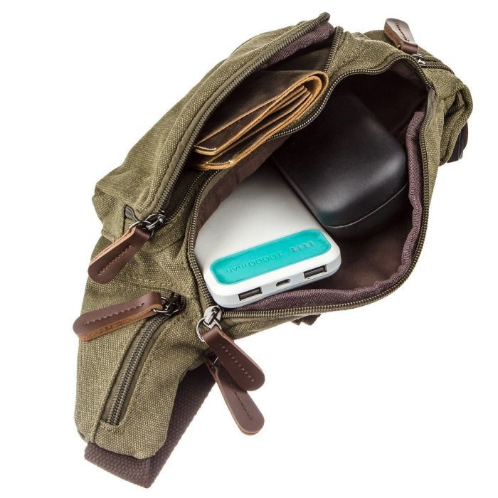 Сумка Vintage Поясная текстильная Хаки (20175) изображение 5