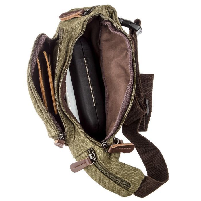 Сумка Vintage Поясная текстильная Хаки (20175) изображение 6