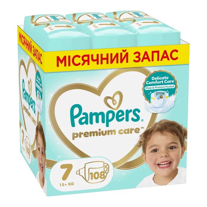 Подгузники Pampers Premium Care Розмір 7 (15+ кг) 108 шт (8700216423632)
