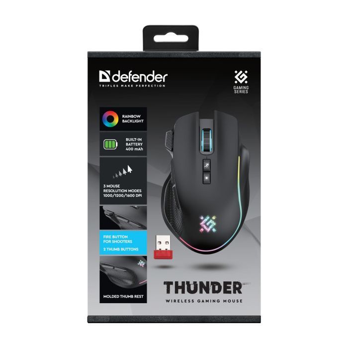 Мышка Defender Thunder GM-213 LED Wireless Black (52213) изображение 5