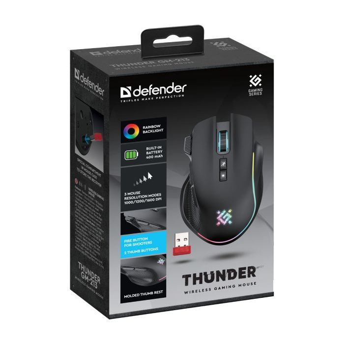 Мышка Defender Thunder GM-213 LED Wireless Black (52213) изображение 6