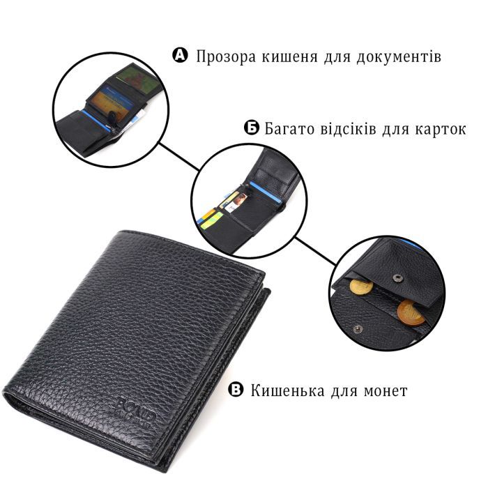 Гаманець Bond Accessories З натуральної шкіри Чорний (21988) зображення 4