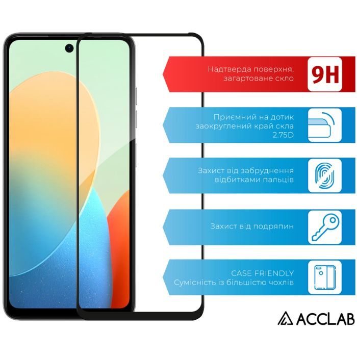 Скло захисне ACCLAB Full Glue Tecno Spark 20C Black (1283126589034) зображення 3