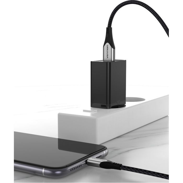 Зарядний пристрій Vention 1xUSB 12W Black (FAAB0-EU) зображення 3
