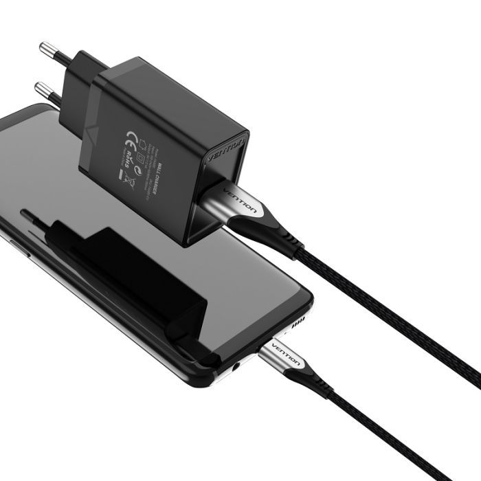 Зарядний пристрій Vention 1xUSB 12W Black (FAAB0-EU) зображення 4