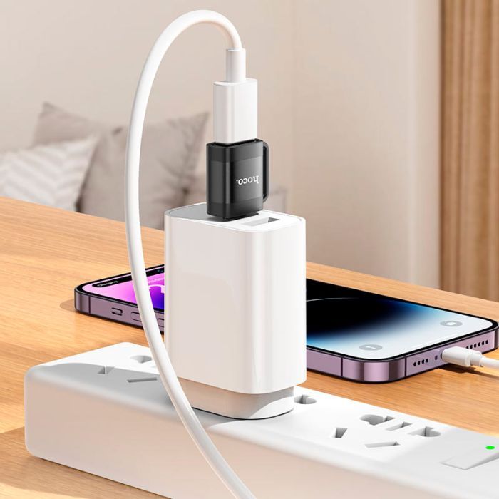Перехідник UA31C USB-C M to USB F OTG Black HOCO (6942007628129) зображення 5