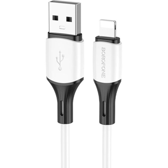 Дата кабель USB 2.0 AM to Lightning 1.0m 2.4A silicone BX79 black BOROFONE (6974443384741)