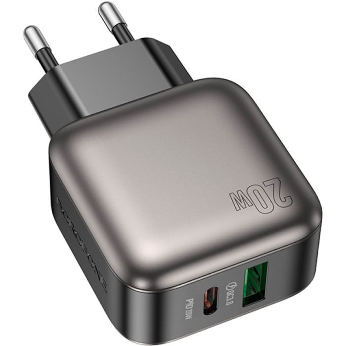 Зарядное устройство BOROFONE BAS54A Absolute 1xUSB-C PD20W + 1xUSB QC3.0 Black (6941991116209) изображение 2