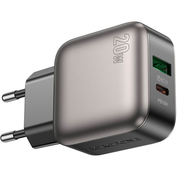 Зарядное устройство BOROFONE BAS54A Absolute 1xUSB-C PD20W + 1xUSB QC3.0 Black (6941991116209) изображение 5