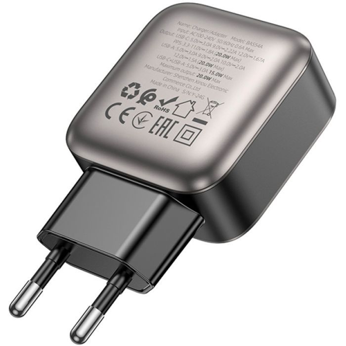 Зарядное устройство BOROFONE BAS54A Absolute 1xUSB-C PD20W + 1xUSB QC3.0 Black (6941991116209) изображение 6