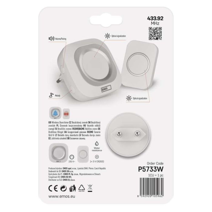Дверний дзвінок EMOS бездротовий EMOS P5733W (P5733W) зображення 8