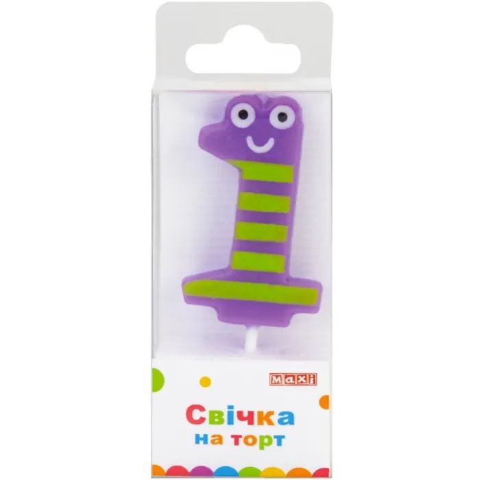 Свеча Maxi "1" 4,5 см, на торт (MX622053-1)