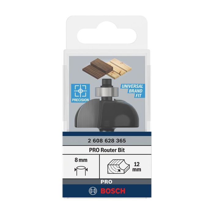 Фреза Bosch Professional галтельна, Std, S8, R12, D36.7, L16 (2.608.628.365) зображення 2