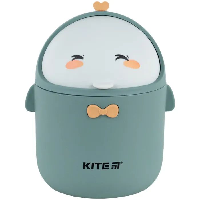 Корзина для бумаг Kite Настольный контейнер для мусора, серо-зеленый (K24-010-1)