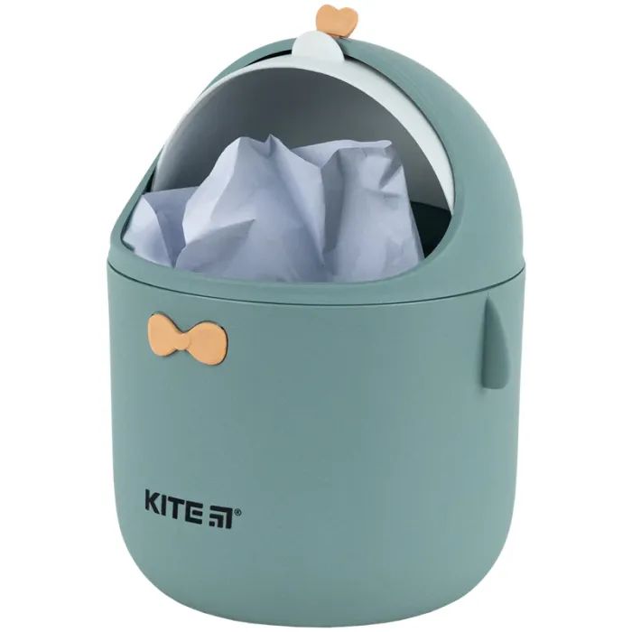 Корзина для бумаг Kite Настольный контейнер для мусора, серо-зеленый (K24-010-1) изображение 4