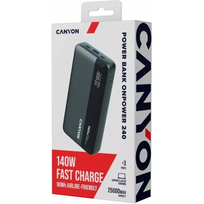 Батарея универсальная Canyon PB-240 25000mAh, PD3.1/140W, PPS, QC3.0, AFC & SCP, Digital Display (CNS-CPB240) изображение 11 Батарея универсальная Canyon PB-240 25000mAh, PD3.1/140W, PPS, QC3.0, AFC & SCP, Digital Display (CNS-CPB240) изображение 11