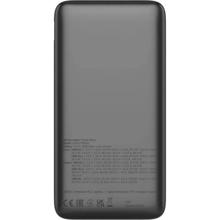 Батарея универсальная Canyon PB-240 25000mAh, PD3.1/140W, PPS, QC3.0, AFC & SCP, Digital Display (CNS-CPB240) изображение 4 Батарея универсальная Canyon PB-240 25000mAh, PD3.1/140W, PPS, QC3.0, AFC & SCP, Digital Display (CNS-CPB240) изображение 4