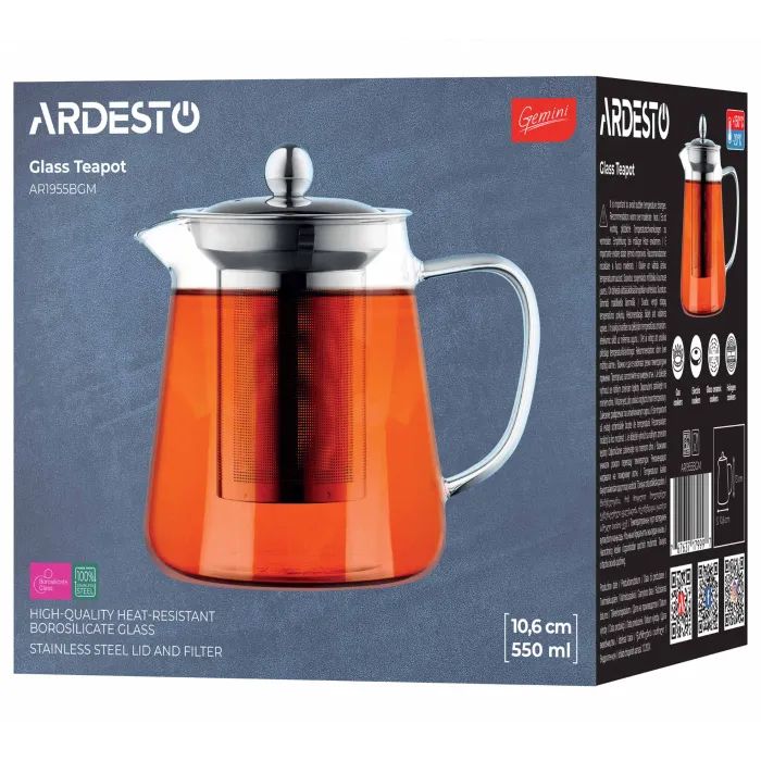 Заварник Ardesto Gemini Milano 950 мл, прозорий (AR1909BGM) зображення 4