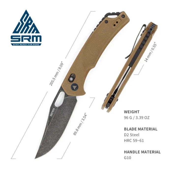 Ніж SRM Retreiver, D2, Satin, G10 чорний (9201) зображення 9