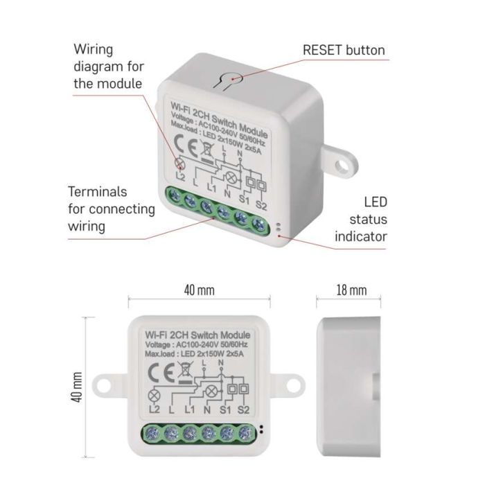 Модуль управління розумним будинком EMOS H5106 WiFi 2-Channel (H5106) зображення 7