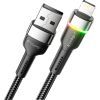 Дата кабель USB 2.0 AM to Lightning 2.0m 2.4A LED black Essager (EXCL-XCDA01) зображення 2