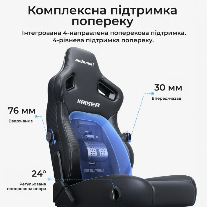 Кресло игровое Anda Seat Kaiser 4 V2 PVC Size XL Black (AD12YDDC-XLL-20-B-PV/C-03) изображение 11
