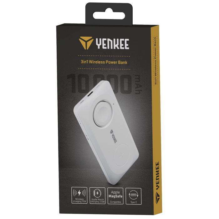 Батарея универсальная YENKEE 10000mAh, PD, 22,5W, 3in1, Qi Wireless, white (YPB 510 / 37000006) изображение 6
