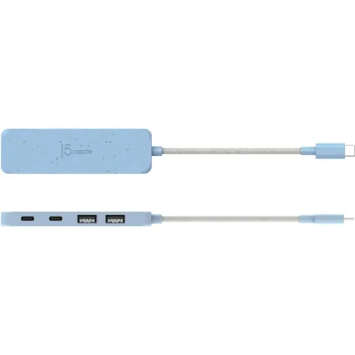 Концентратор J5create USB-C to 2xUSB-A + 2xUSB-C 3.2 10Gbps cyan (JCH342EC-N) зображення 4