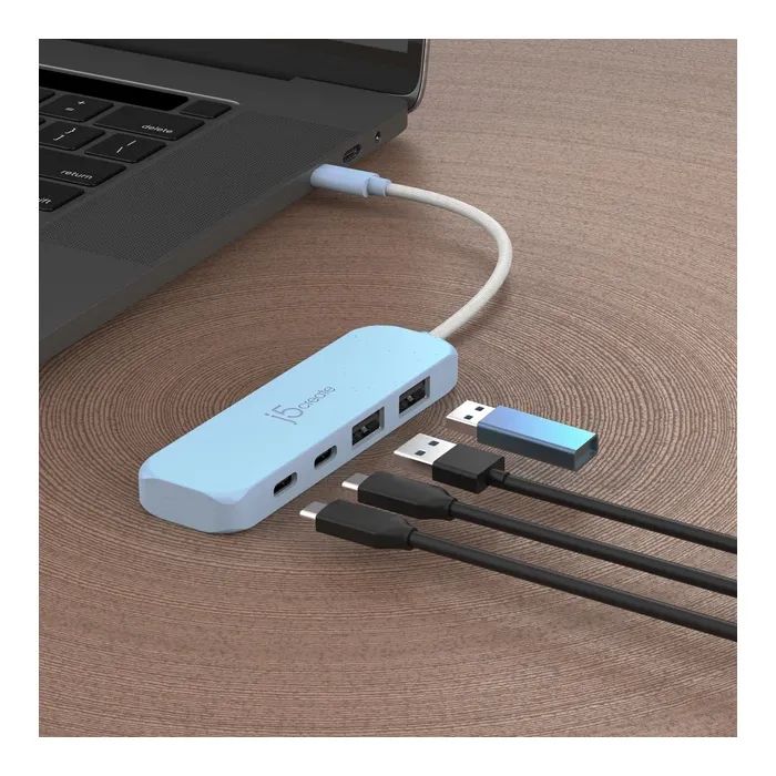 Концентратор J5create USB-C to 2xUSB-A + 2xUSB-C 3.2 10Gbps cyan (JCH342EC-N) изображение 5