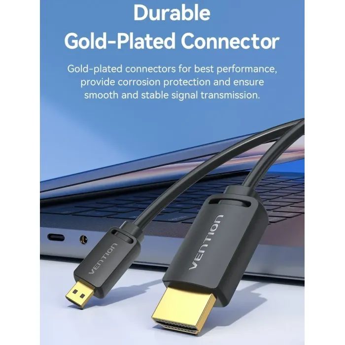 Кабель мультимедийный HDMI M to HDMI micro M 1.0m 4K black Vention (AGIBF) изображение 2