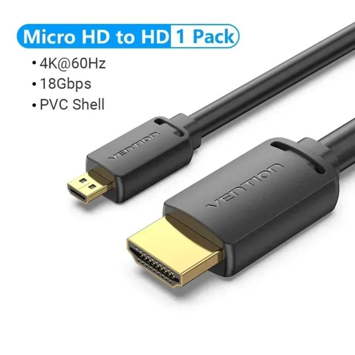 Кабель мультимедийный HDMI M to HDMI micro M 1.0m 4K black Vention (AGIBF) изображение 9