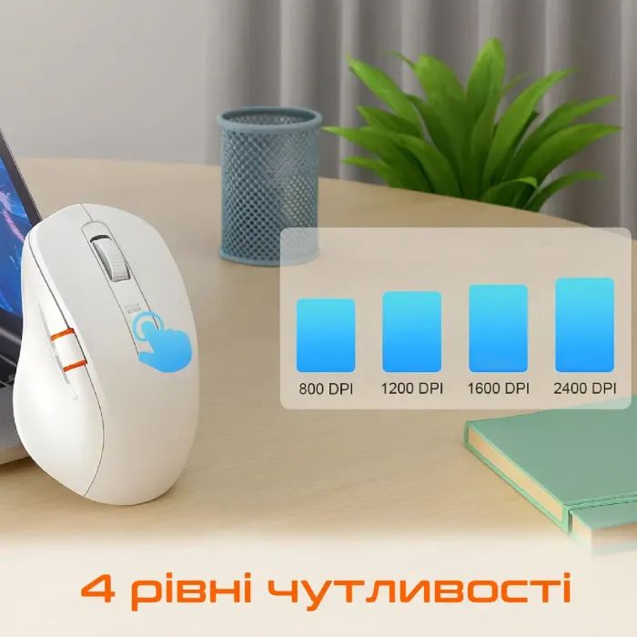 Мишка Meetion BTM032 Wireless/Bluetooth/USB White (MT-BTM032-B) зображення 4