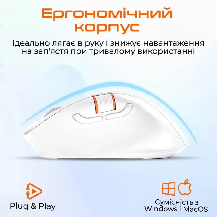 Мишка Meetion BTM032 Wireless/Bluetooth/USB White (MT-BTM032-B) зображення 6
