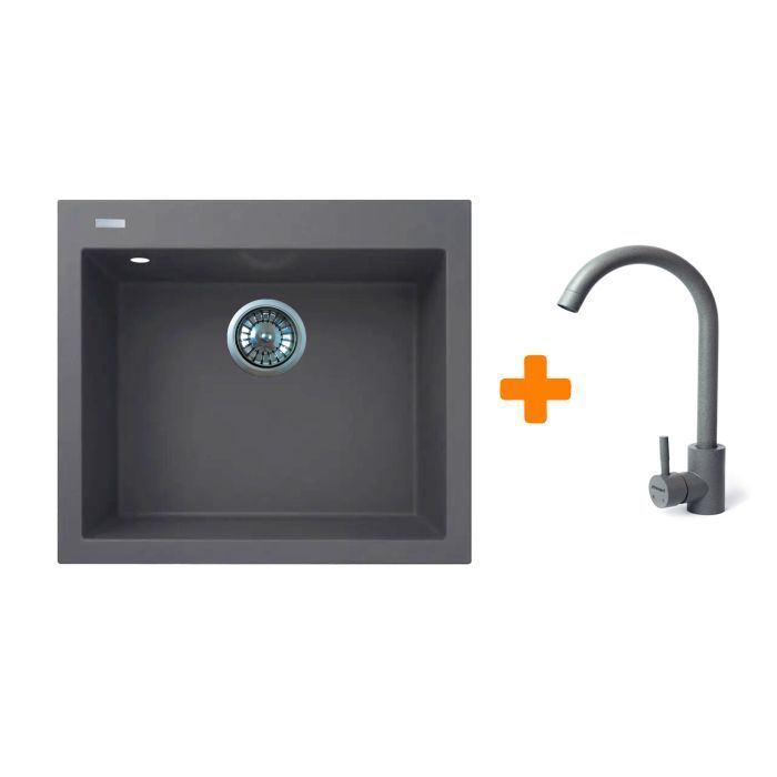 Мойка кухонная Adamant Univer сірий + змішувач (4824296912104)