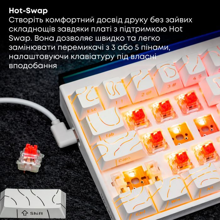 Клавіатура Ajazz NK68 Red Switch USB UA Black (NK68-R-S-B) зображення 11