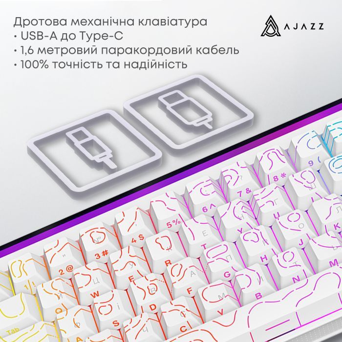 Клавіатура Ajazz NK68 Red Switch USB UA Black (NK68-R-S-B) зображення 7