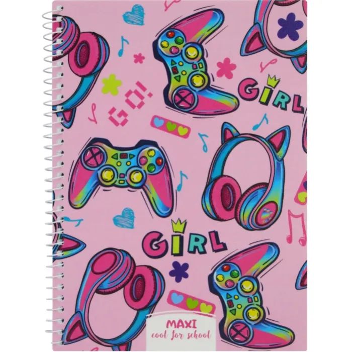 Блокнот Maxi А5, пластикова обкладинка, спіраль, 60 арк., клітинка (MX21213-01)