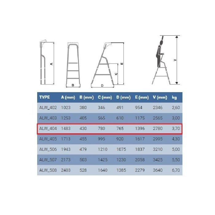 Лестница ELKOP стременка 8сх. верхняя ступенька-1,64м. (ALW 508) изображение 2