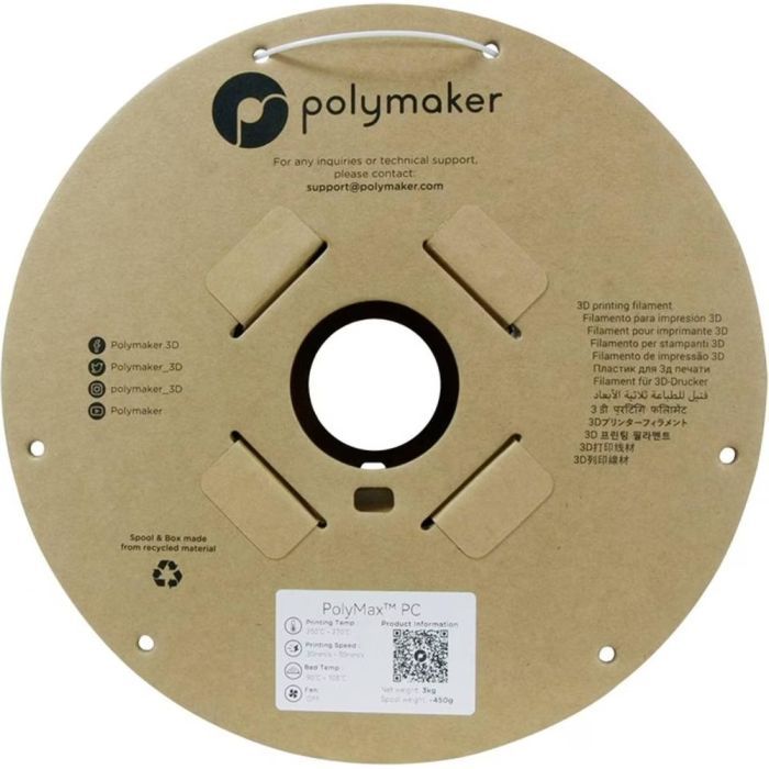 Пластик для 3D-принтера Polymaker PC PolyMax TOUGH 1,75mm 0,75kg WHITE (PC02002) зображення 2