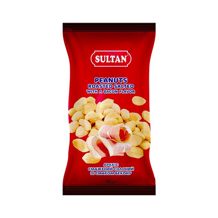 Орехи Sultan Арахис жареный соленый со вкусом бекона 60 г (slt.50427)