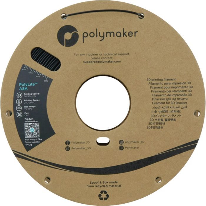 Пластик для 3D-принтера Polymaker ASA 1,75mm 1kg BLACK (PF01001) зображення 2